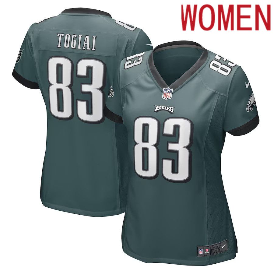 Women Philadelphia Eagles #83 Noah Togiai Nike Midnight Green Game Player NFL Jersey